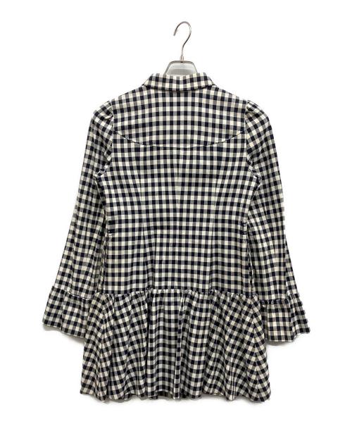 BURBERRY BLUE LABEL（バーバリー ブルー レーベル）BURBERRY BLUE LABEL (バーバリー ブルー レーベル) ギンガムチェックフリルワンピース ネイビー×ホワイト サイズ:38の古着・服飾アイテム
