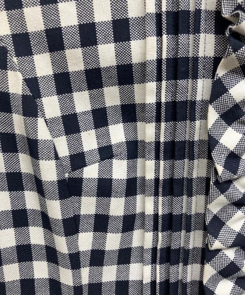 BURBERRY BLUE LABEL（バーバリー ブルー レーベル）BURBERRY BLUE LABEL (バーバリー ブルー レーベル) ギンガムチェックフリルワンピース ネイビー×ホワイト サイズ:38の古着・服飾アイテム