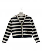 Pinky & Dianneピンキーアンドダイアン）の古着「ボーダーカーディガン」｜ブラック×ホワイト