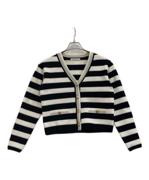 Pinky & Dianne（ピンキーアンドダイアン）Pinky & Dianne (ピンキーアンドダイアン) ボーダーカーディガン ブラック×ホワイト サイズ:38の古着・服飾アイテム