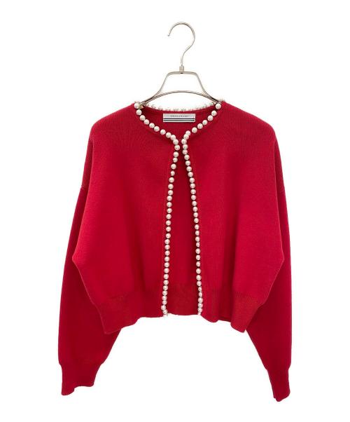 BORDERS at BALCONY（ボーダーズアットバルコニー）BORDERS at BALCONY (ボーダーズアットバルコニー) PEARL KNIT CARDIGAN レッド サイズ:38の古着・服飾アイテム