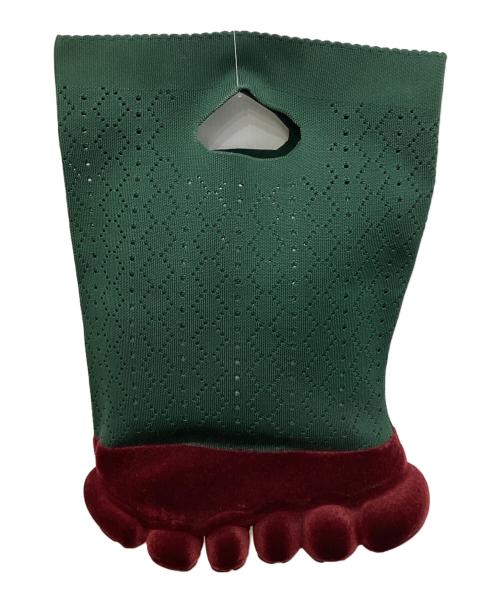 grounds（グラウンズ）grounds (グラウンズ) LACE KNIT CLUTCH BAG グリーン×パープルの古着・服飾アイテム
