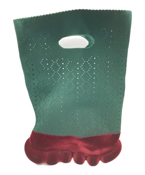 grounds（グラウンズ）grounds (グラウンズ) LACE KNIT CLUTCH BAG グリーン×パープルの古着・服飾アイテム