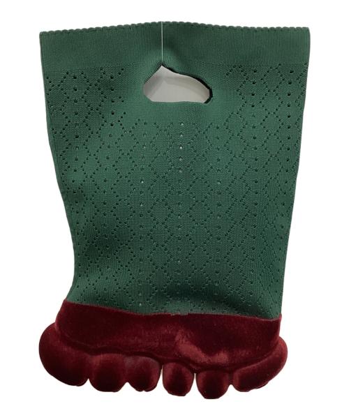 grounds（グラウンズ）grounds (グラウンズ) LACE KNIT CLUTCH BAG グリーン×パープルの古着・服飾アイテム