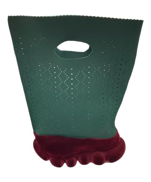 grounds（グラウンズ）grounds (グラウンズ) LACE KNIT CLUTCH BAG グリーン×パープルの古着・服飾アイテム