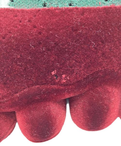 grounds（グラウンズ）grounds (グラウンズ) LACE KNIT CLUTCH BAG グリーン×パープルの古着・服飾アイテム