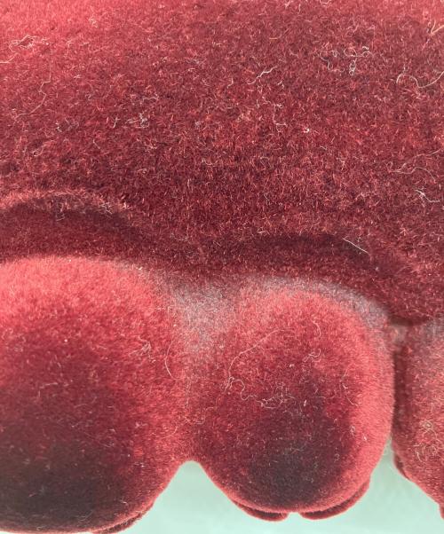 grounds（グラウンズ）grounds (グラウンズ) LACE KNIT CLUTCH BAG グリーン×パープルの古着・服飾アイテム