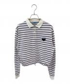 PRADAプラダ）の古着「ストライプ ピケ ポロシャツ」｜クレイ/ブロンズ/ライトグレー