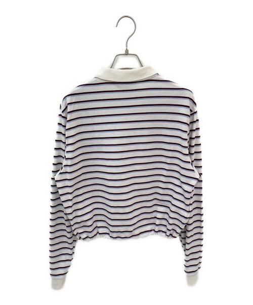 PRADA（プラダ）PRADA (プラダ) ストライプ ピケ ポロシャツ クレイ/ブロンズ/ライトグレー サイズ:36の古着・服飾アイテム