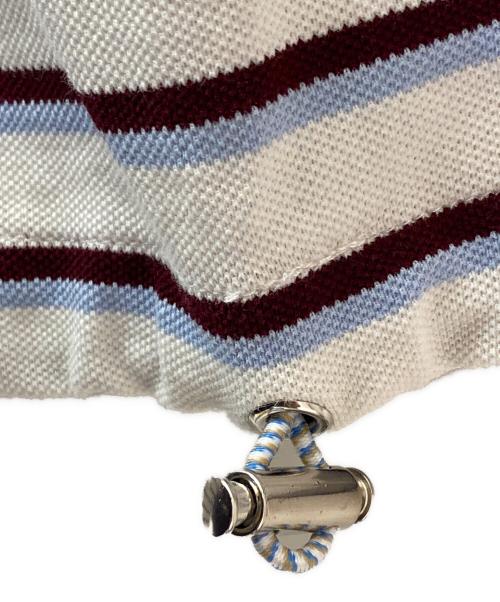 PRADA（プラダ）PRADA (プラダ) ストライプ ピケ ポロシャツ クレイ/ブロンズ/ライトグレー サイズ:36の古着・服飾アイテム