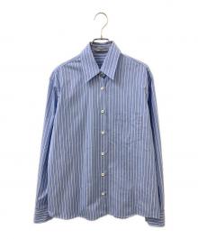 PRADA（プラダ）の古着「ストライプ ポプリン シャツ」｜ブルー
