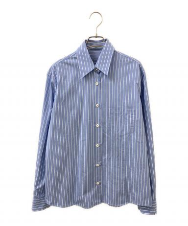 中古・古着通販】PRADA (プラダ) ストライプ ポプリン シャツ ブルー