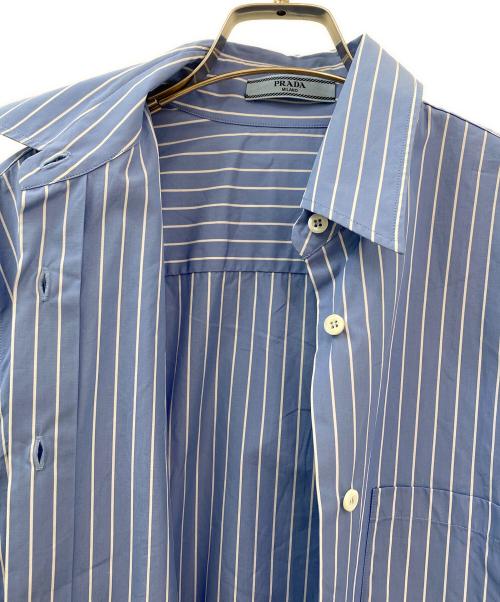 PRADA（プラダ）PRADA (プラダ) ストライプ ポプリン シャツ ブルー サイズ:40の古着・服飾アイテム