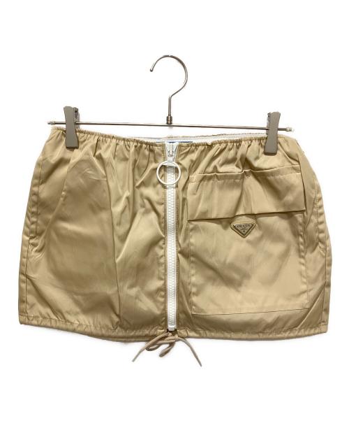 PRADA（プラダ）PRADA (プラダ) Re-Nylon ミニスカート ベージュ サイズ:36の古着・服飾アイテム