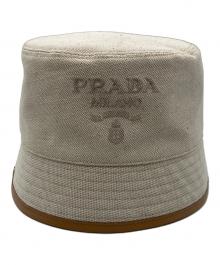 PRADA（プラダ）の古着「レザーパイピングバケットハット」｜ナチュラル