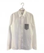 Maison Margiela 10メゾンマルジェラ 10）の古着「10ライン ポケット ストライプ切替 長袖 シャツ」｜ホワイト