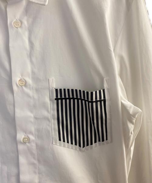 Maison Margiela 10（メゾンマルジェラ 10）Maison Margiela 10 (メゾンマルジェラ 10) 10ライン ポケット ストライプ切替 長袖 シャツ ホワイト サイズ:40の古着・服飾アイテム