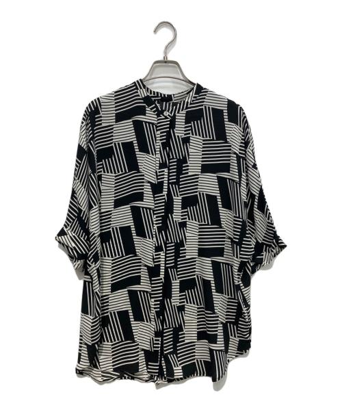 icB（アイシービー）icB (アイシービー) BackSatinAmunzen バンドカラーブラウス　BLCYNM6603 ブラック サイズ:Mの古着・服飾アイテム