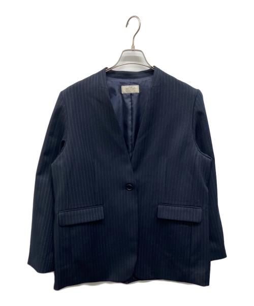 JOURNAL STANDARD relume（ジャーナルスタンダード レリューム）JOURNAL STANDARD relume (ジャーナルスタンダード レリューム) ウーリッシュツイルノーカラージャケット ネイビー サイズ:38の古着・服飾アイテム