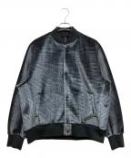 N.HOOLYWOODエヌ ハリウッド）の古着「ベロア転写プリントブルゾン」｜ブラック×シルバー