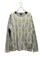 GIORGIO ARMANIジョルジョアルマーニ）の古着「ジャガードセーター/3DSM30 SM32Z」｜アイボリー×ブラック