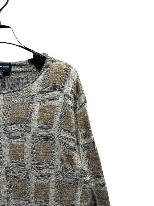 GIORGIO ARMANI（ジョルジョアルマーニ）GIORGIO ARMANI (ジョルジョアルマーニ) ジャガードセーター/3DSM30 SM32Z アイボリー×ブラック サイズ:46の古着・服飾アイテム