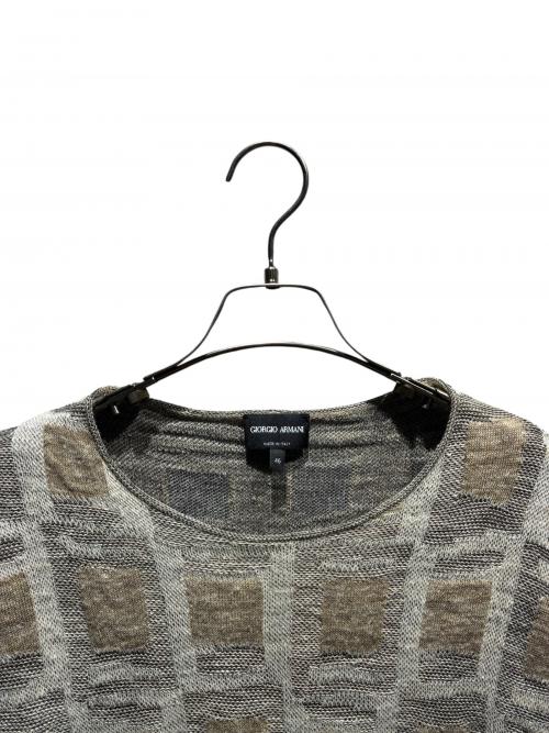 GIORGIO ARMANI（ジョルジョアルマーニ）GIORGIO ARMANI (ジョルジョアルマーニ) ジャガードセーター/3DSM30 SM32Z アイボリー×ブラック サイズ:46の古着・服飾アイテム