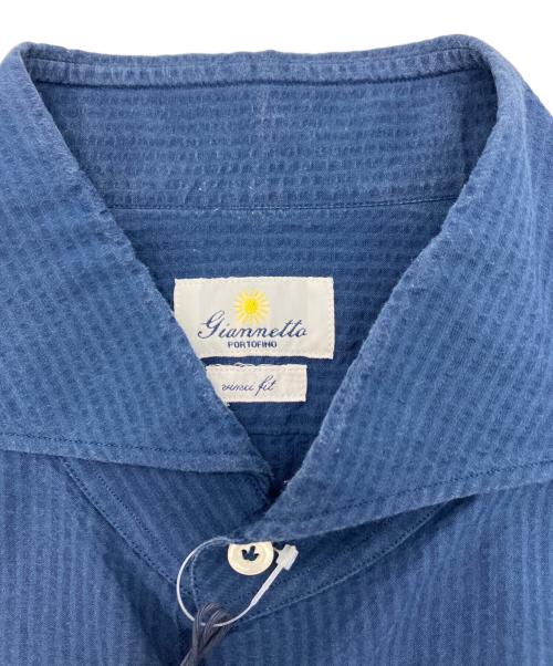 giannetto（ジャンネット）giannetto (ジャンネット) シアサッカーシャツ ネイビー サイズ:42の古着・服飾アイテム