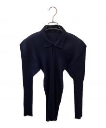 PLEATS PLEASE（プリーツプリーズ）の古着「プリーツカットソー」｜ネイビー