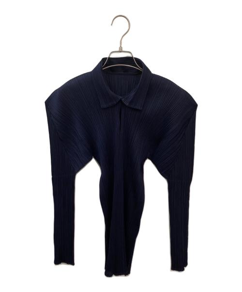 PLEATS PLEASE（プリーツプリーズ）PLEATS PLEASE (プリーツプリーズ) プリーツカットソー ネイビー サイズ:3の古着・服飾アイテム