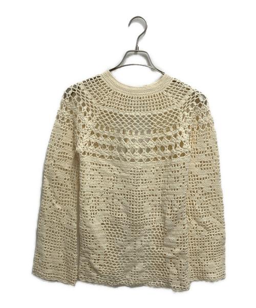 CLANE（クラネ）CLANE (クラネ) BACK OPEN CROCHET KNIT TOPS(バックオープン・クロシェ・ニット・トップス) アイボリー サイズ:FREEの古着・服飾アイテム