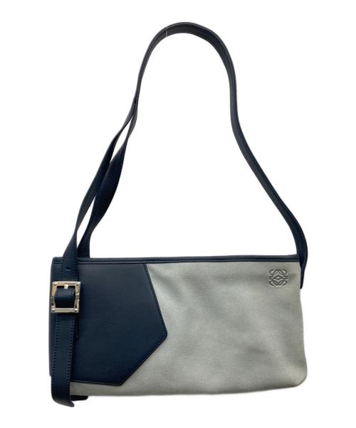 LOEWE（ロエベ）LOEWE (ロエベ) スエード切替セミショルダーバッグ ネイビー×グレーの古着・服飾アイテム