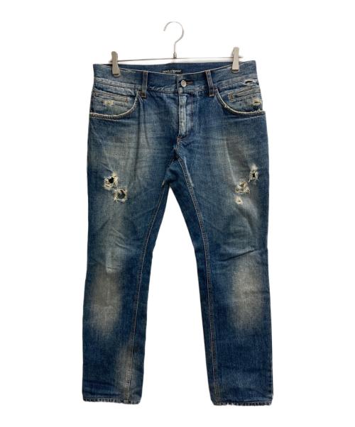 DOLCE & GABBANA（ドルチェ＆ガッバーナ）DOLCE & GABBANA (ドルチェ＆ガッバーナ) 14CLASSICダメージデニムパンツ インディゴ サイズ:48の古着・服飾アイテム
