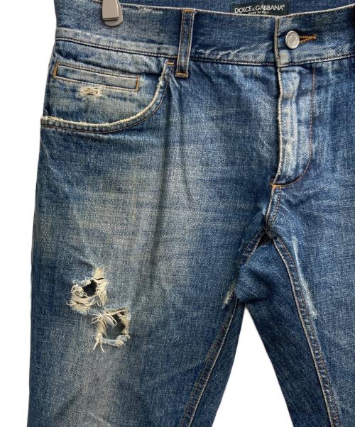DOLCE & GABBANA（ドルチェ＆ガッバーナ）DOLCE & GABBANA (ドルチェ＆ガッバーナ) 14CLASSICダメージデニムパンツ インディゴ サイズ:48の古着・服飾アイテム