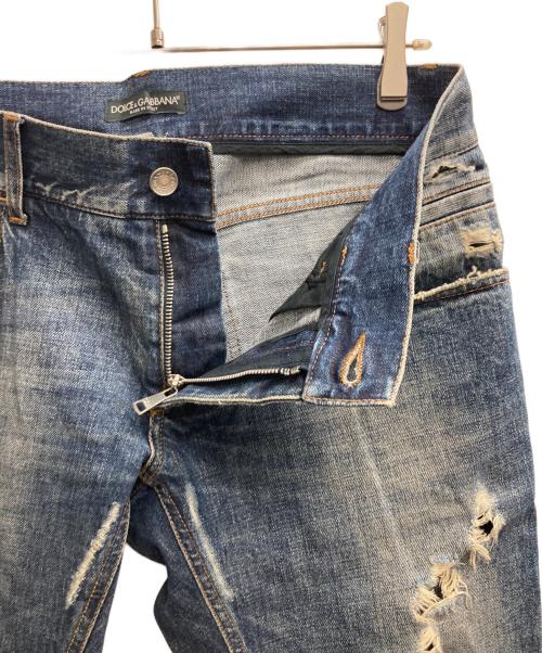 DOLCE & GABBANA（ドルチェ＆ガッバーナ）DOLCE & GABBANA (ドルチェ＆ガッバーナ) 14CLASSICダメージデニムパンツ インディゴ サイズ:48の古着・服飾アイテム