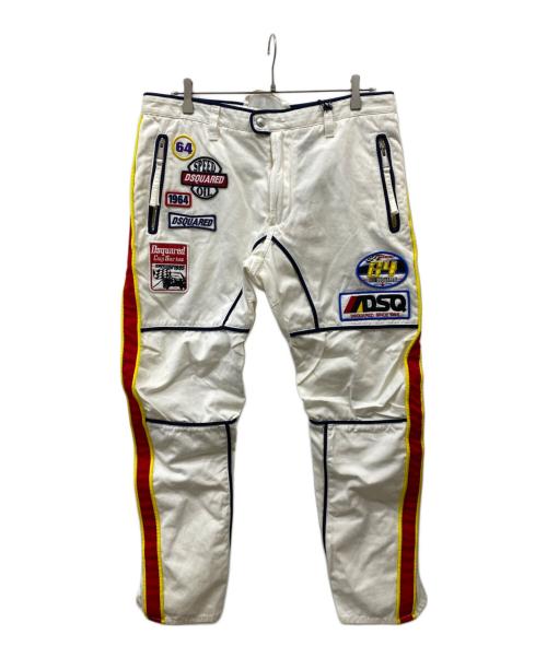 DSQUARED2（ディースクエアード）DSQUARED2 (ディースクエアード) レーシングパンツ ホワイト サイズ:50の古着・服飾アイテム