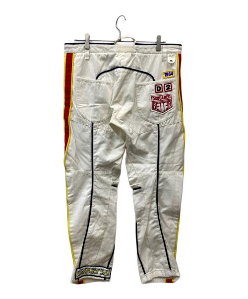 DSQUARED2（ディースクエアード）DSQUARED2 (ディースクエアード) レーシングパンツ ホワイト サイズ:50の古着・服飾アイテム