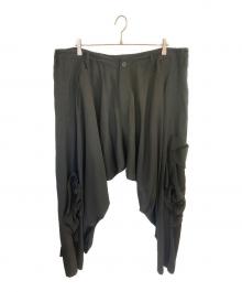 Yohji Yamamoto pour homme（ヨウジヤマモト プールオム）の古着「ウールギャバジン デコ ドレープド パンツ」｜ブラック