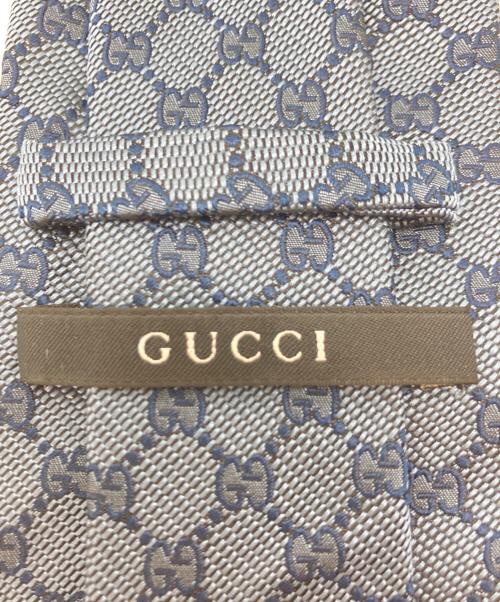 GUCCI（グッチ）GUCCI (グッチ) GG柄シルクネクタイ ネイビー サイズ:下記参照の古着・服飾アイテム