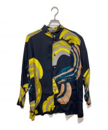 ISSEY MIYAKE（イッセイミヤケ）の古着「プリントレーヨンシャツ」｜ブラック
