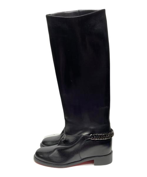 Christian Louboutin（クリスチャン・ルブタン）Christian Louboutin (クリスチャン・ルブタン) チェーンロングブーツ ブラック サイズ:35の古着・服飾アイテム