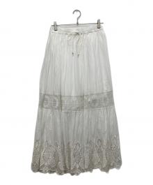 RIVE DROITE（リヴドロワ）の古着「ケミカルレースティアードスカート」｜ホワイト