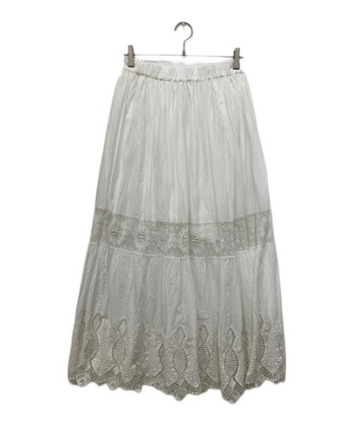 RIVE DROITE（リヴドロワ）RIVE DROITE (リヴドロワ) ケミカルレースティアードスカート ホワイト サイズ:38の古着・服飾アイテム