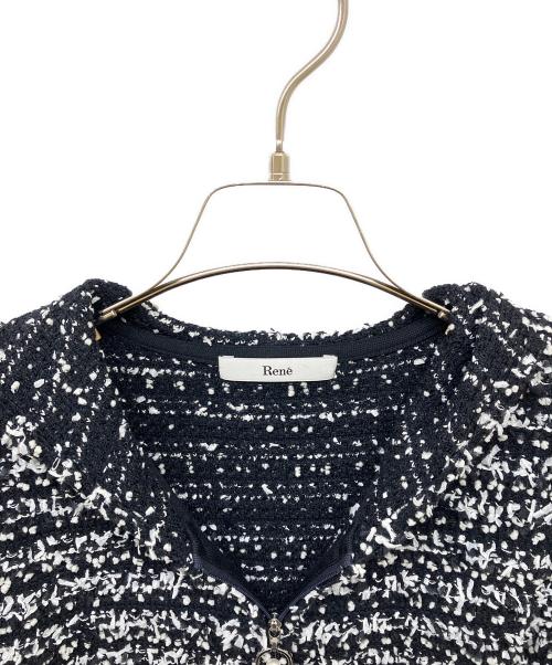 Rene（ルネ）Rene (ルネ) ツイードニットフーディ ブラック サイズ:36の古着・服飾アイテム