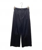 MAISON SPECIALメゾンスペシャル）の古着「Wool Mix Continuous Tow-Tuck Wide Pants/ウールミックスコンティニュアスツータックワイドパンツ」｜ネイビー
