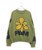 PAMパム）の古着「SHADOW CAST KNIT」｜オリーブ