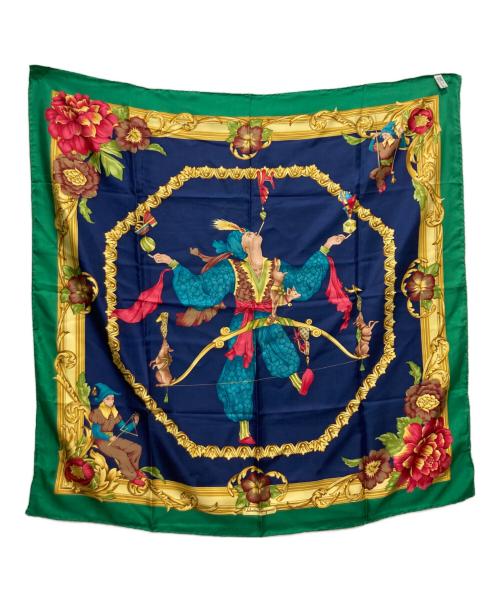 Salvatore Ferragamo（サルヴァトーレ フェラガモ）Salvatore Ferragamo (サルヴァトーレ フェラガモ) シルクスカーフ グリーンの古着・服飾アイテム