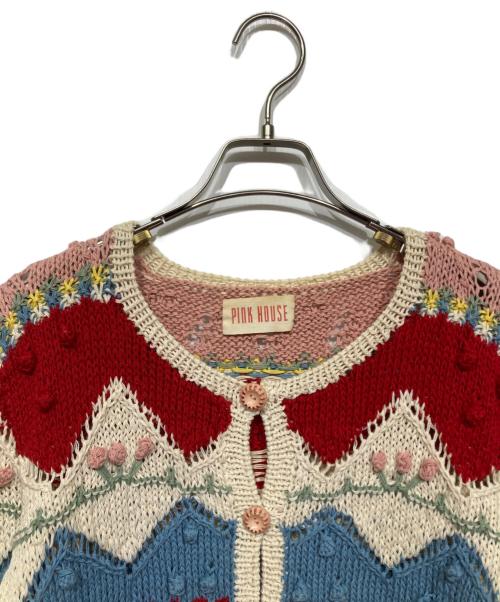 PINK HOUSE（ピンクハウス）PINK HOUSE (ピンクハウス) 花モチーフカーディガン マルチカラー サイズ:-の古着・服飾アイテム