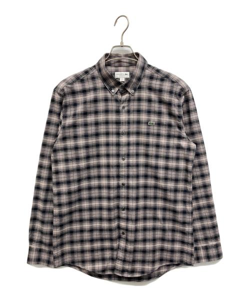 LACOSTE（ラコステ）LACOSTE (ラコステ) レギュラーフィットマルチチェックシャツ ブラウン サイズ:40の古着・服飾アイテム
