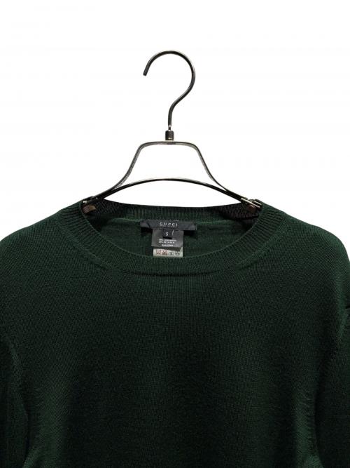 GUCCI（グッチ）GUCCI (グッチ) シルクブレンドクルーネックニット グリーン サイズ:Sの古着・服飾アイテム